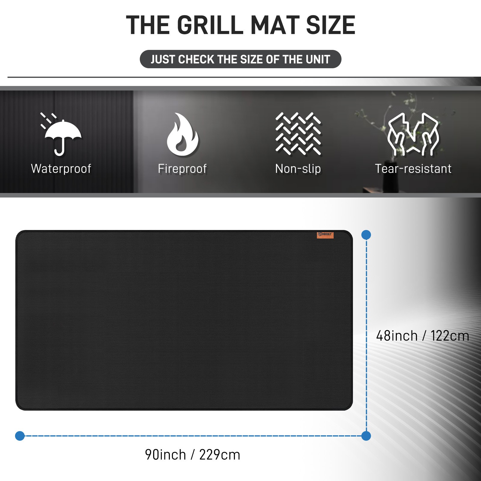 90 x 48 Inch Large Under Grill Mats for Outdoor Grill, Double-Sided Firep...