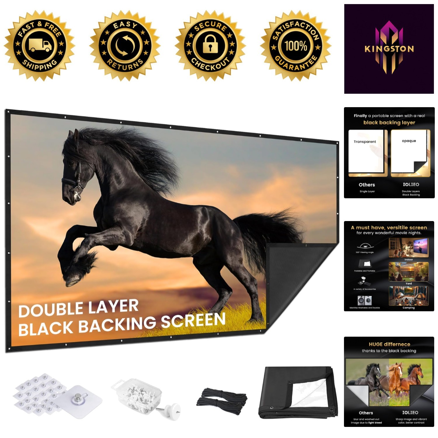 Ultimate 120-Inch Washable Projector Screen - Perfect for Home Theaters & Events