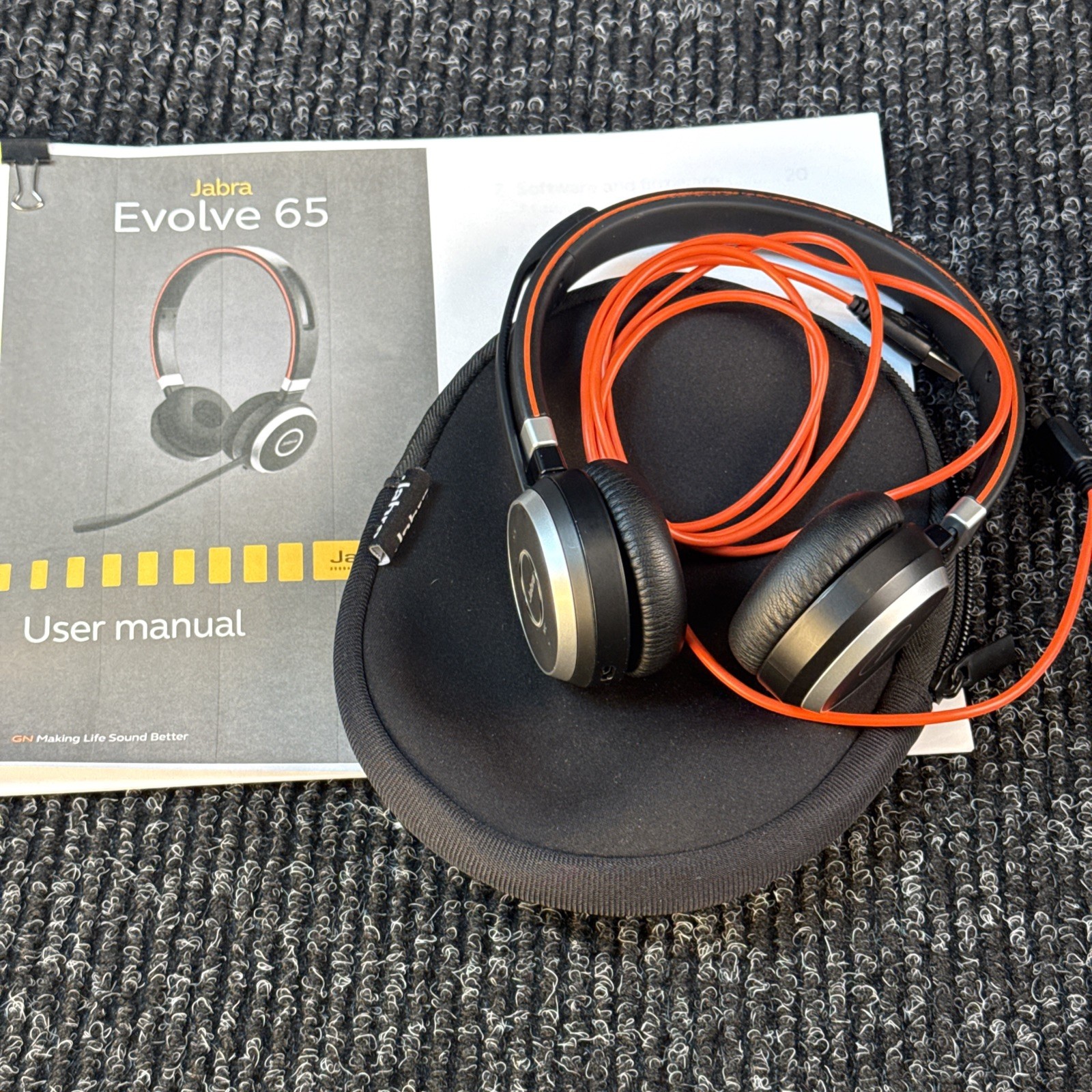 Jabra Evolve 65 Stereo Wireless Headset/Cable/Case/MANUAL----FAST FREE PRIORITY!