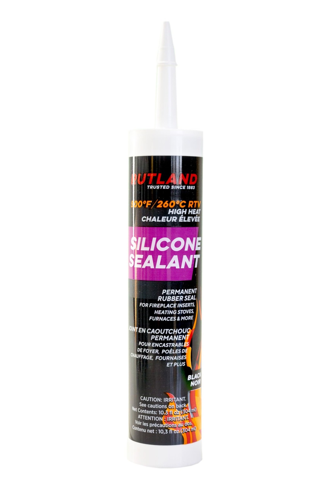 Rutland 500°F RTV High Heat Silicone Sealant 10.3 Fl Oz. Cartridge, Black