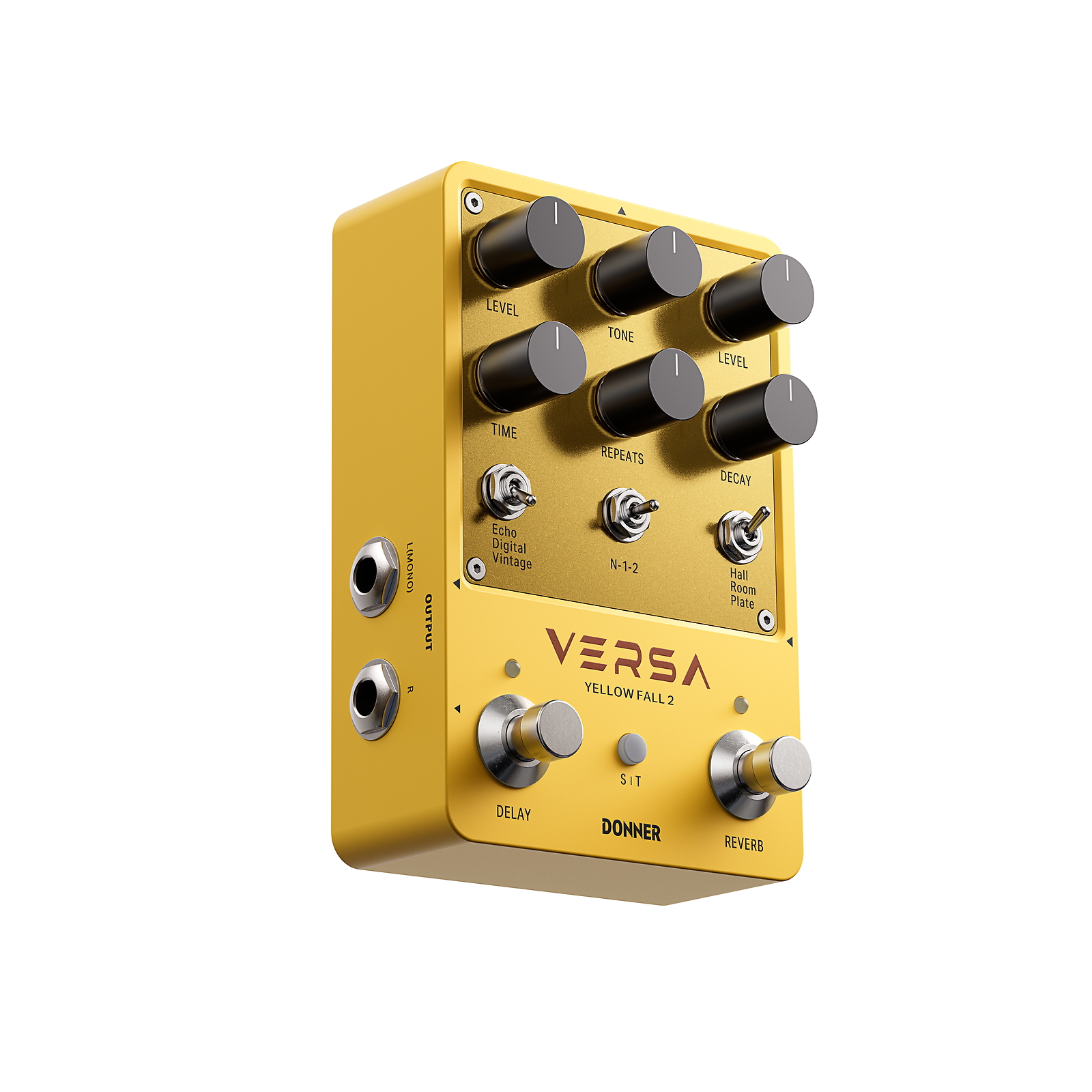 Donner Yellow Fall II Effect Pedal Delay & Reverb Combo Effect 2X2 Output /Input