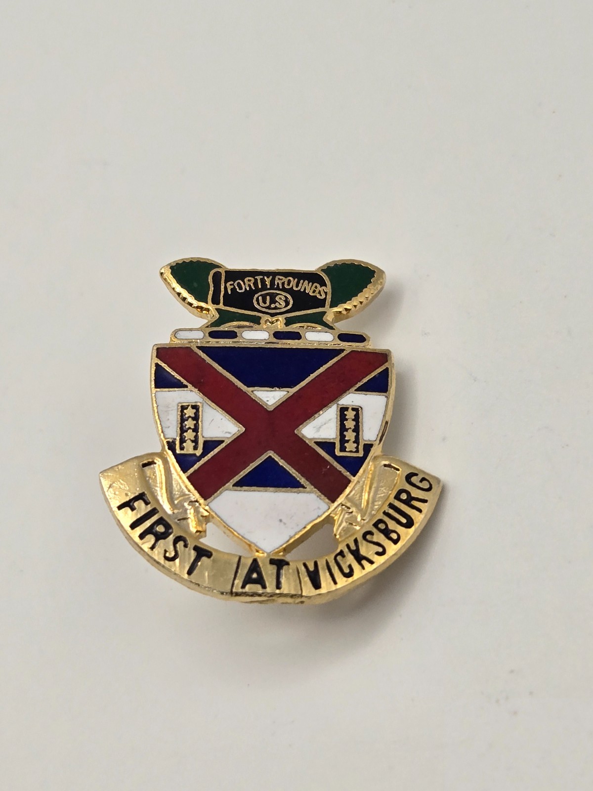 Vintage Army DUI pin - "First at Vicksburg" 13th Infantry Regiment