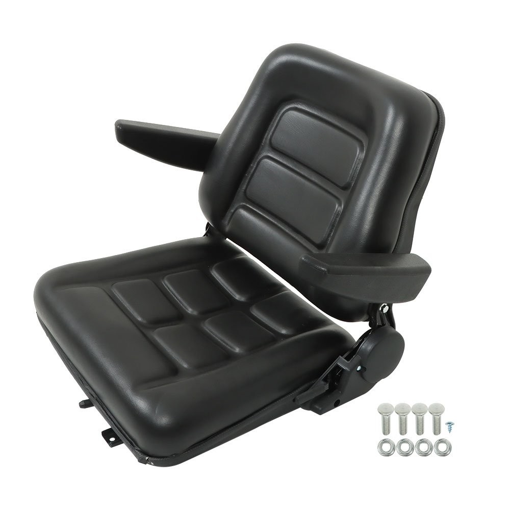 Universal Forklift Seat Fold Down Tractor Seat Adjustable Back & Armrest