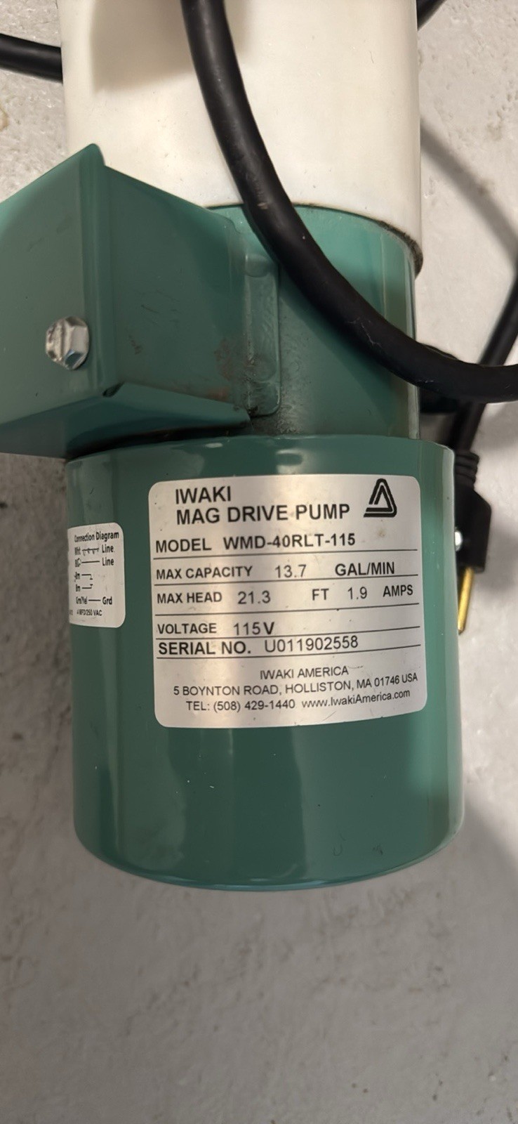 Iwaki WMD-40RLT-115 Mag Drive Pump