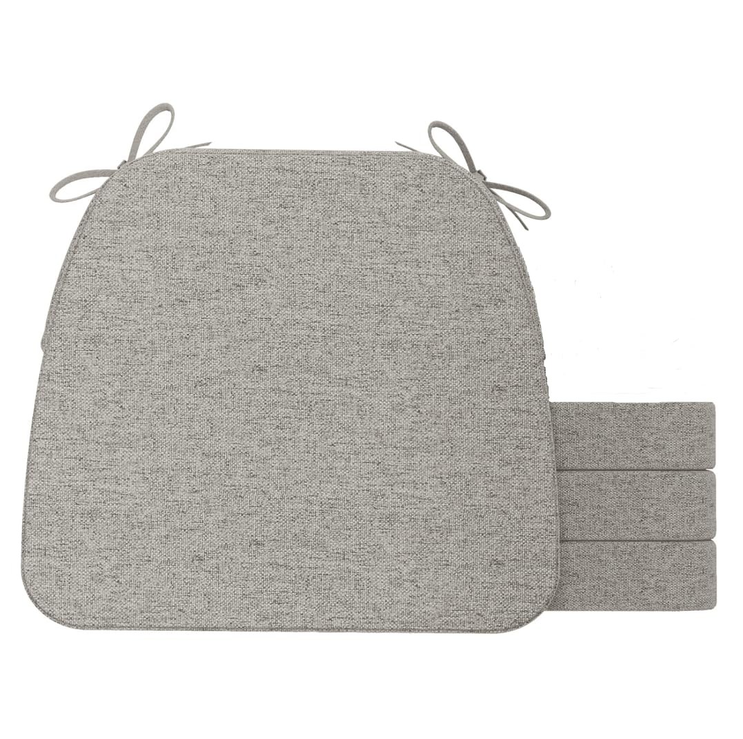 D-Shaped Chair Cushions, 2" Thick Dining Chair Pads with Ties and Removable, ...