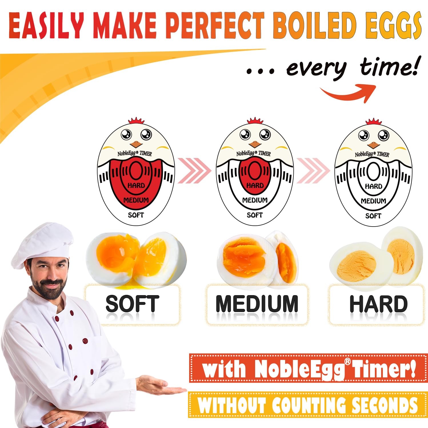 Egg Timer for Boiling Eggs, Soft Medium Hard Boiled Egg Timer that Changes Co...