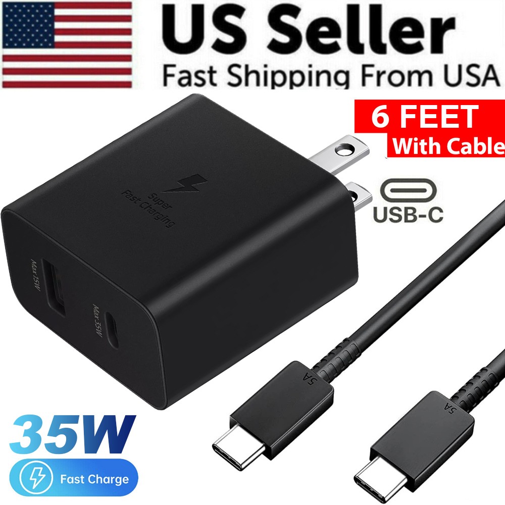 3FT Cable+35W USB-C Super Fast Wall Charger For Samsung Galaxy S21-S23 S24 S25