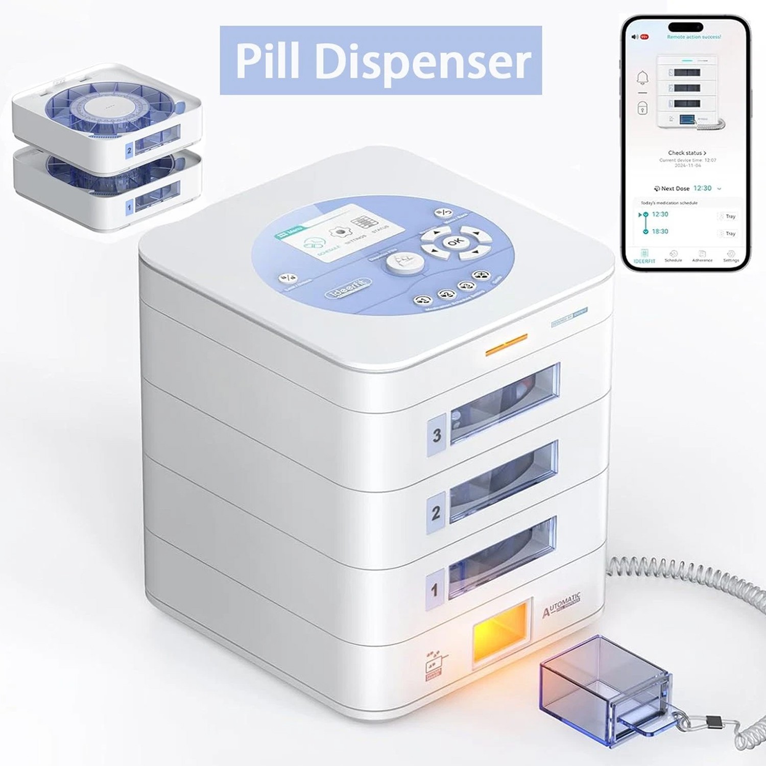 Automatic Pill Dispenser 42-Day Pill Organizer Smart Pill Organizer 3-Tray – App