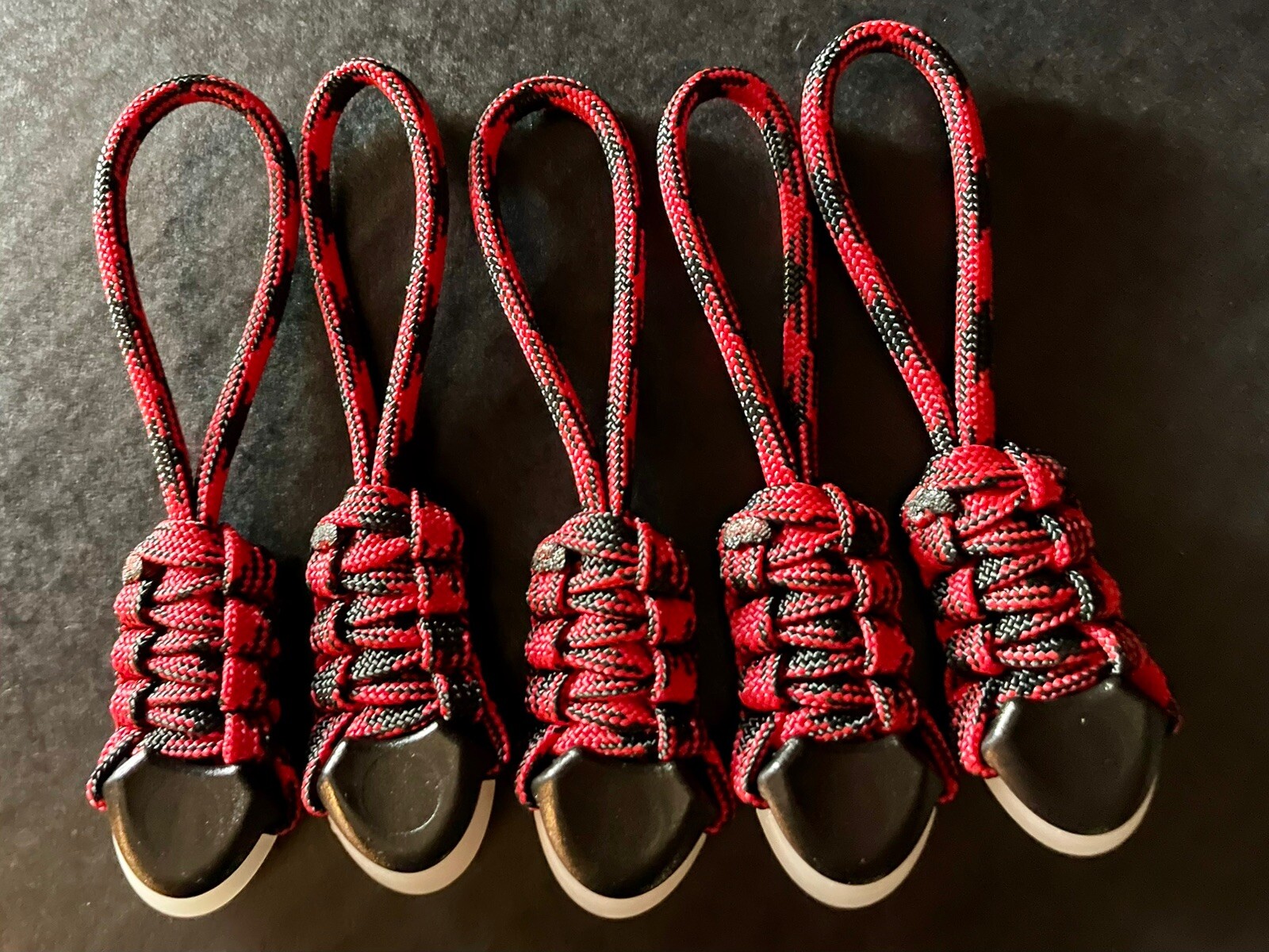 (5) Paracord Zipper Pulls - Back Packs, Hiking, Bugout Bags - Black Widow