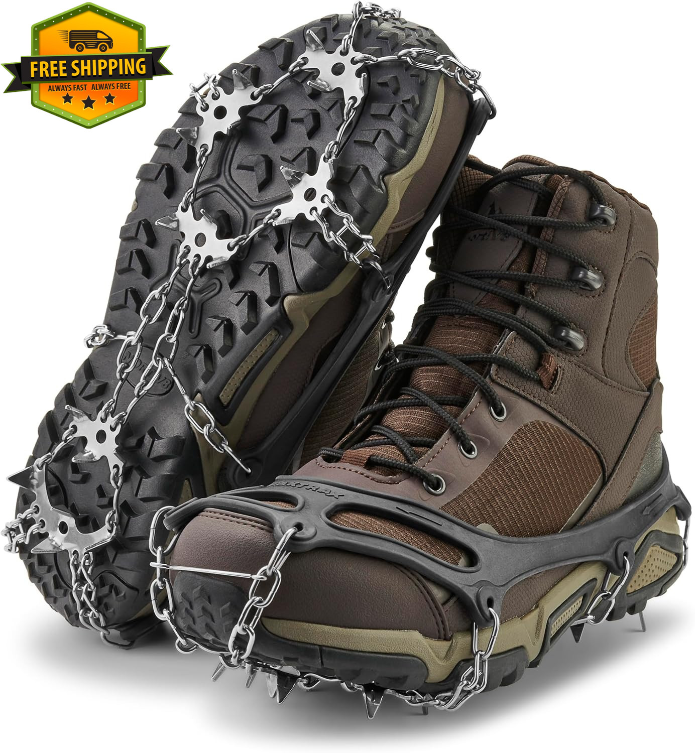 Ice Traction Cleats With Stainless Steel Spikes For Hiking Snow
