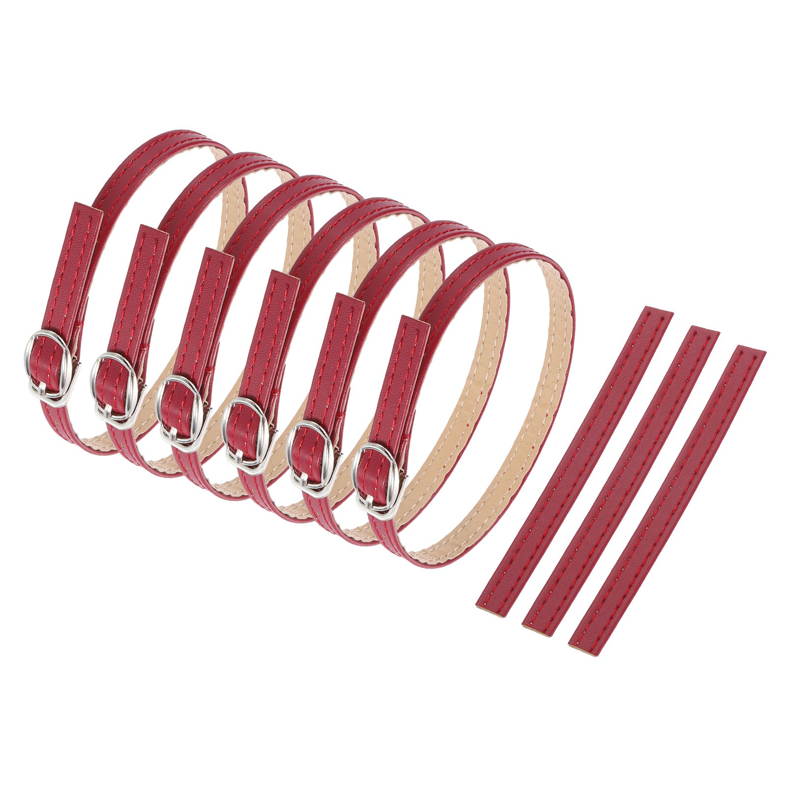 3 Pair Replacement Ankle Strap for Heels Leather Shoe Band, Matte Dark Red