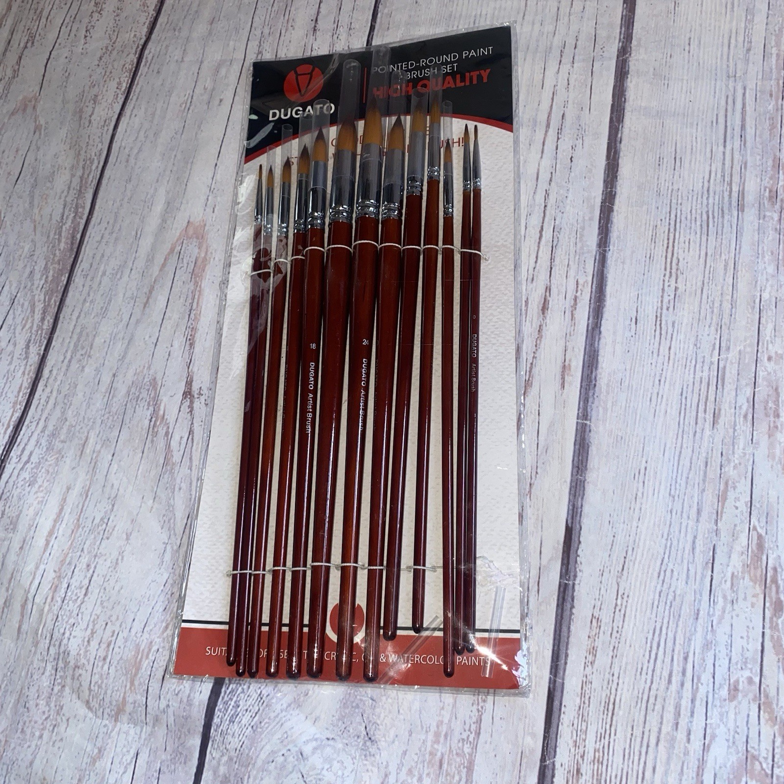 Dugato Pointed Round Paint Brush Set 13  Art Supply Acrylic Oil Watercolor