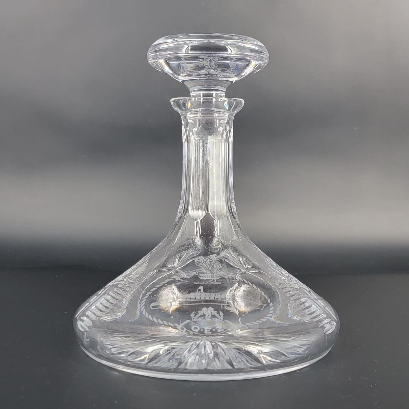 QE2 Ship Cut Crystal Decanter by Glencairn #2403 Engraved Whisky Scotland READ