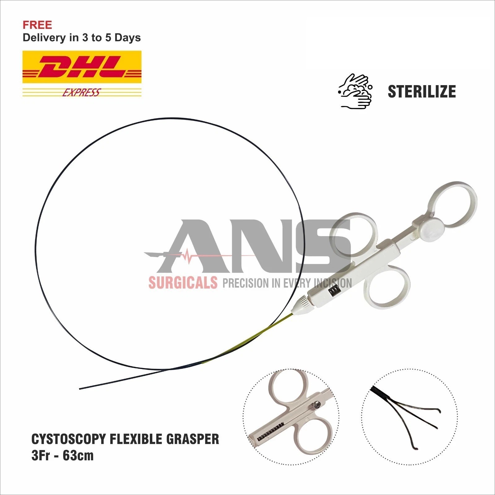 ANS Cystoscopy Flexible Grasper 3fr / 63cm