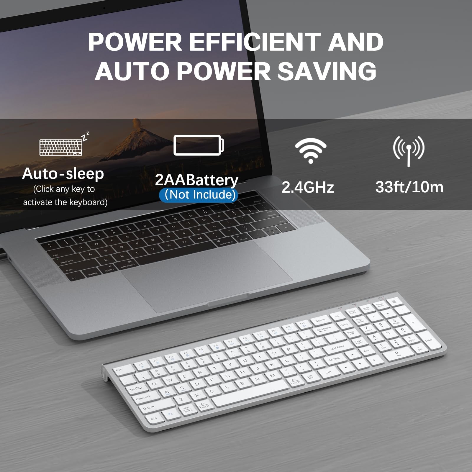 Wireless Keyboard, Ergonomic,Dustproof,2.4G Slim and Compact Quiet Wireless K...