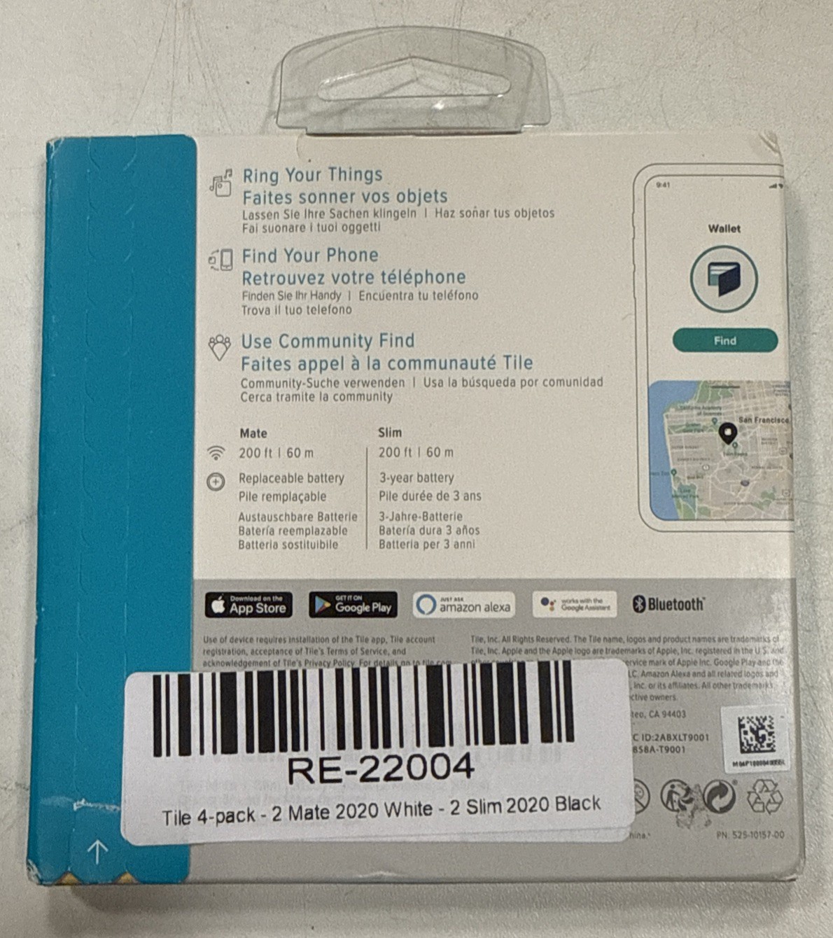 Tile Mate/Slim Bluetooth Tracker Set (4‑Pack) – New Sealed