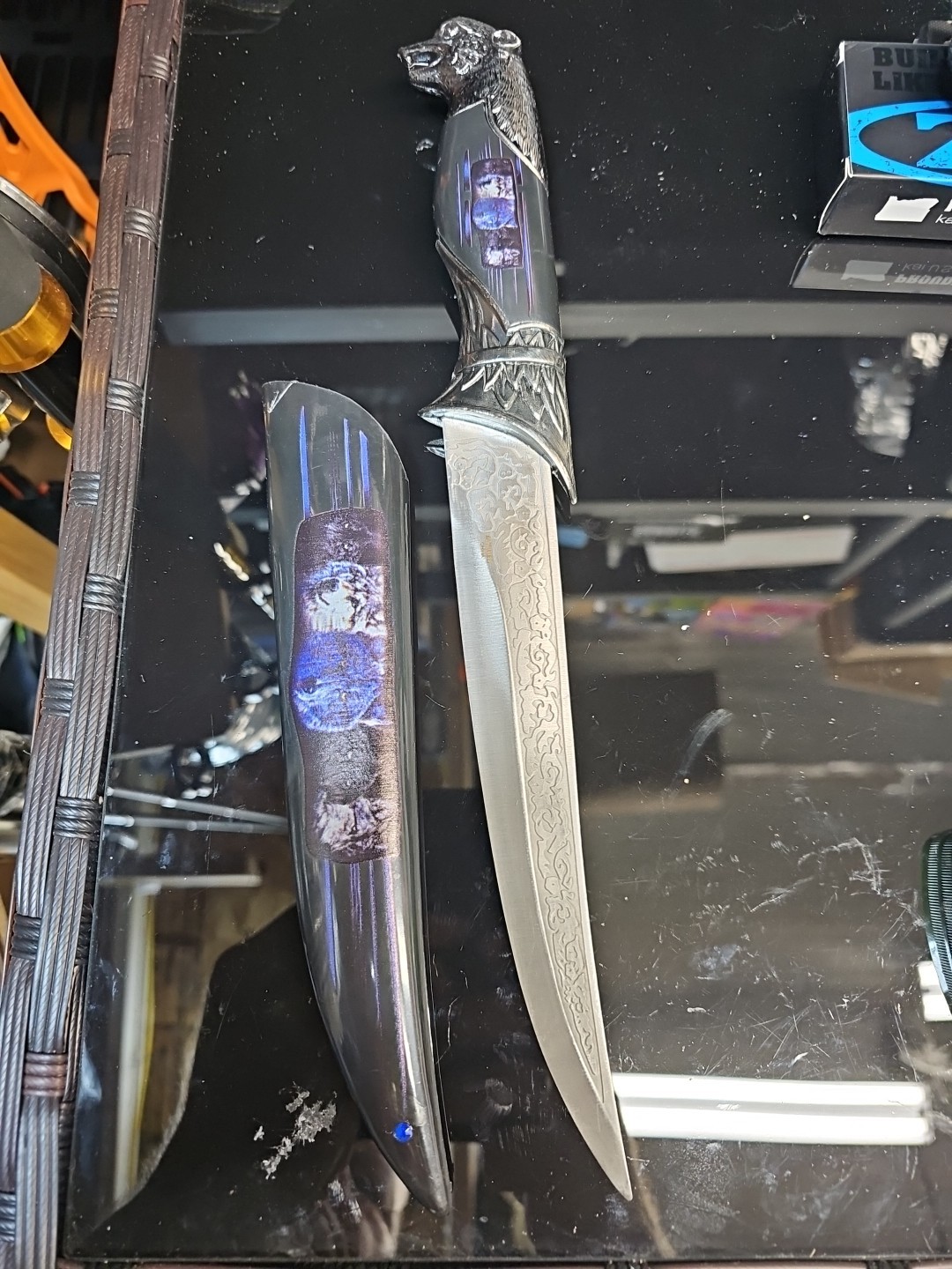 Knife 7 Inch 440 Stainless Etched Blade