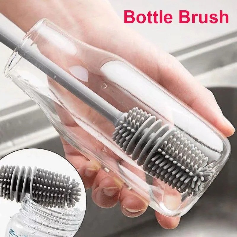 Silicone Bottle Cleaning Brush Long Handle Cup Glass Milk Cleaner Tool