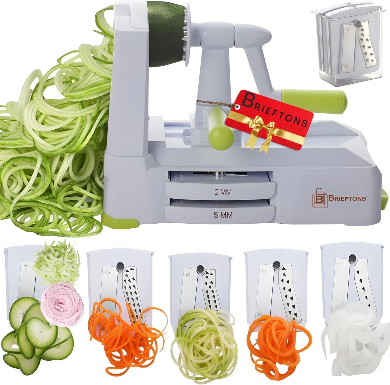 Cortador espiral verduras 5 cuchillas con soporte y 4 ebooks recetas