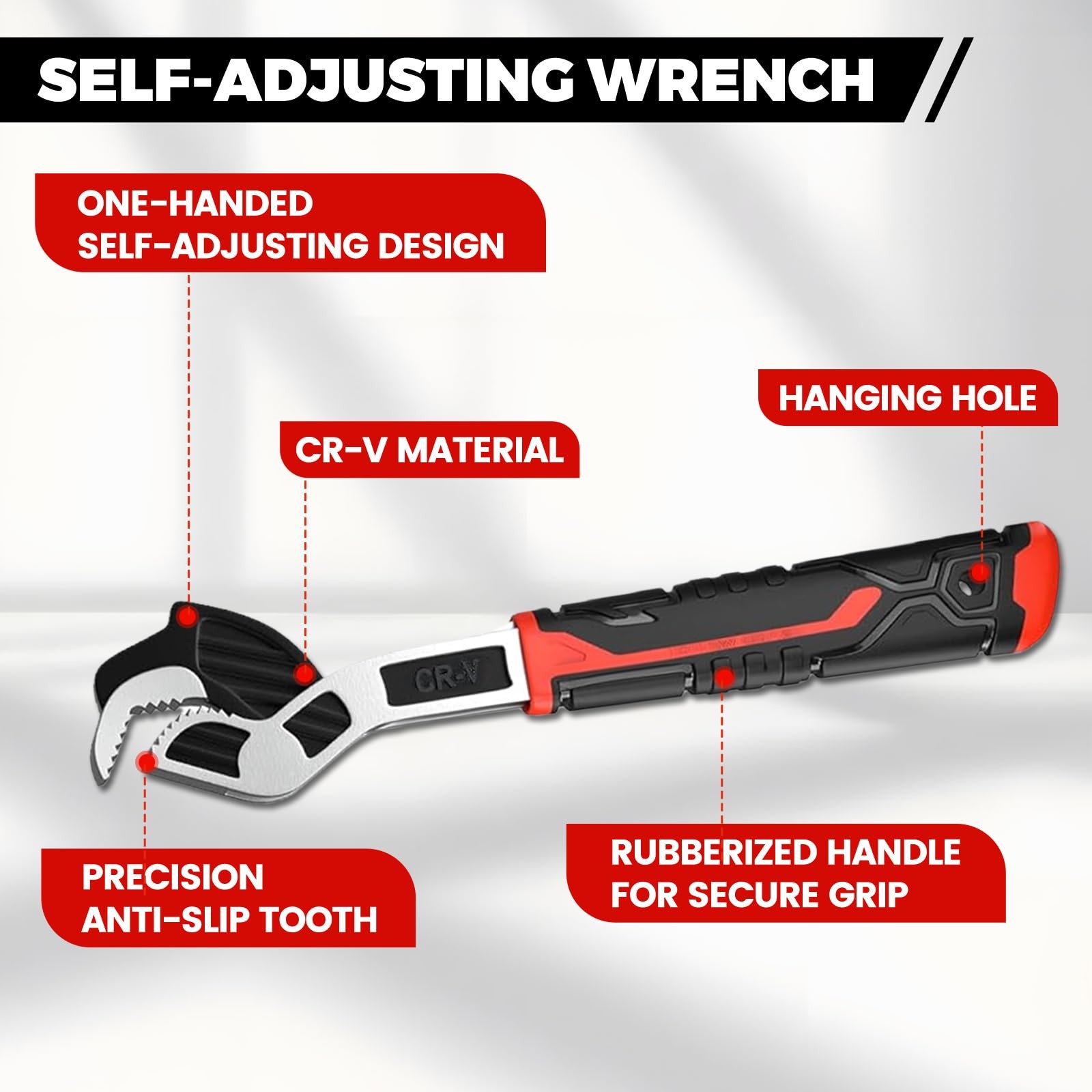 6” 8” 10” Multi-function Self-locking Pipe Wrench Set, Chromium Vanadium Stee...