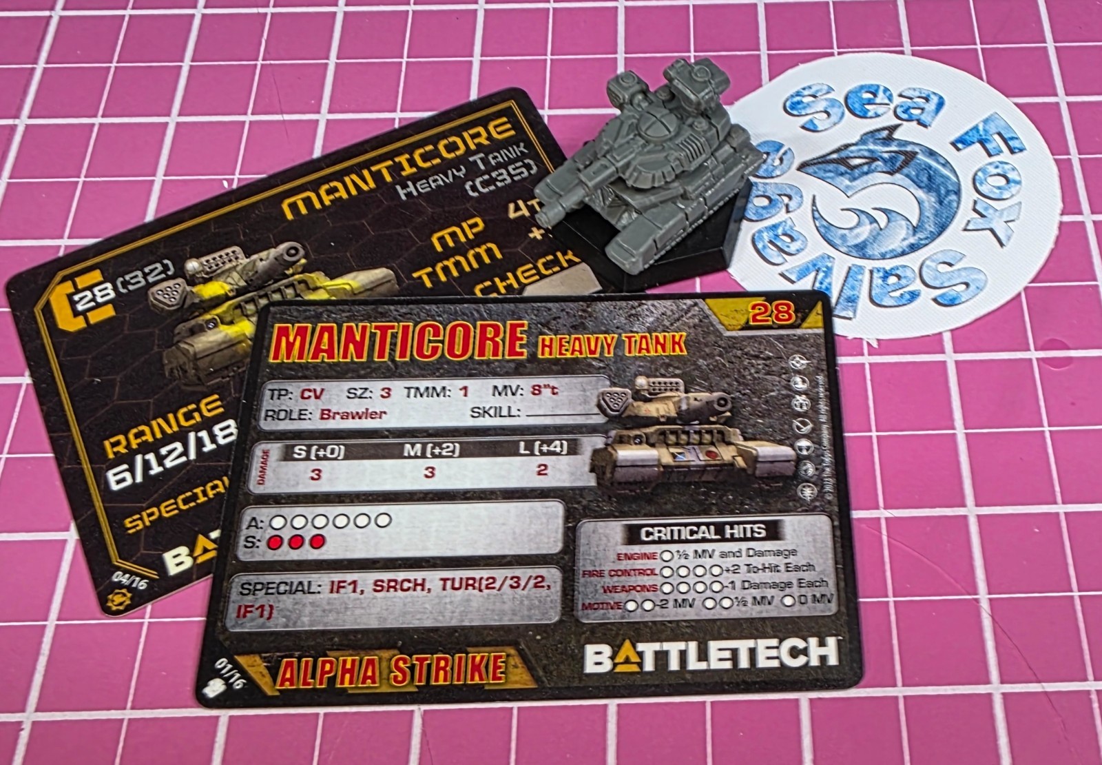 BattleTech Manticore Tank  -- Battlefield Support Battle & Fire Lance + Cards
