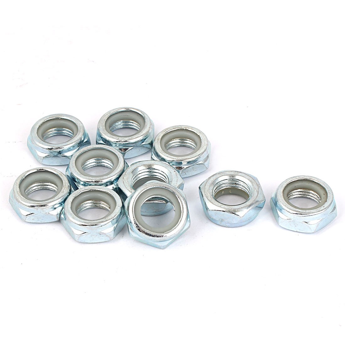 10pcs M12x1.25mm Zinc Plated  Self-Locking Nylon Insert Hex Lock Nut
