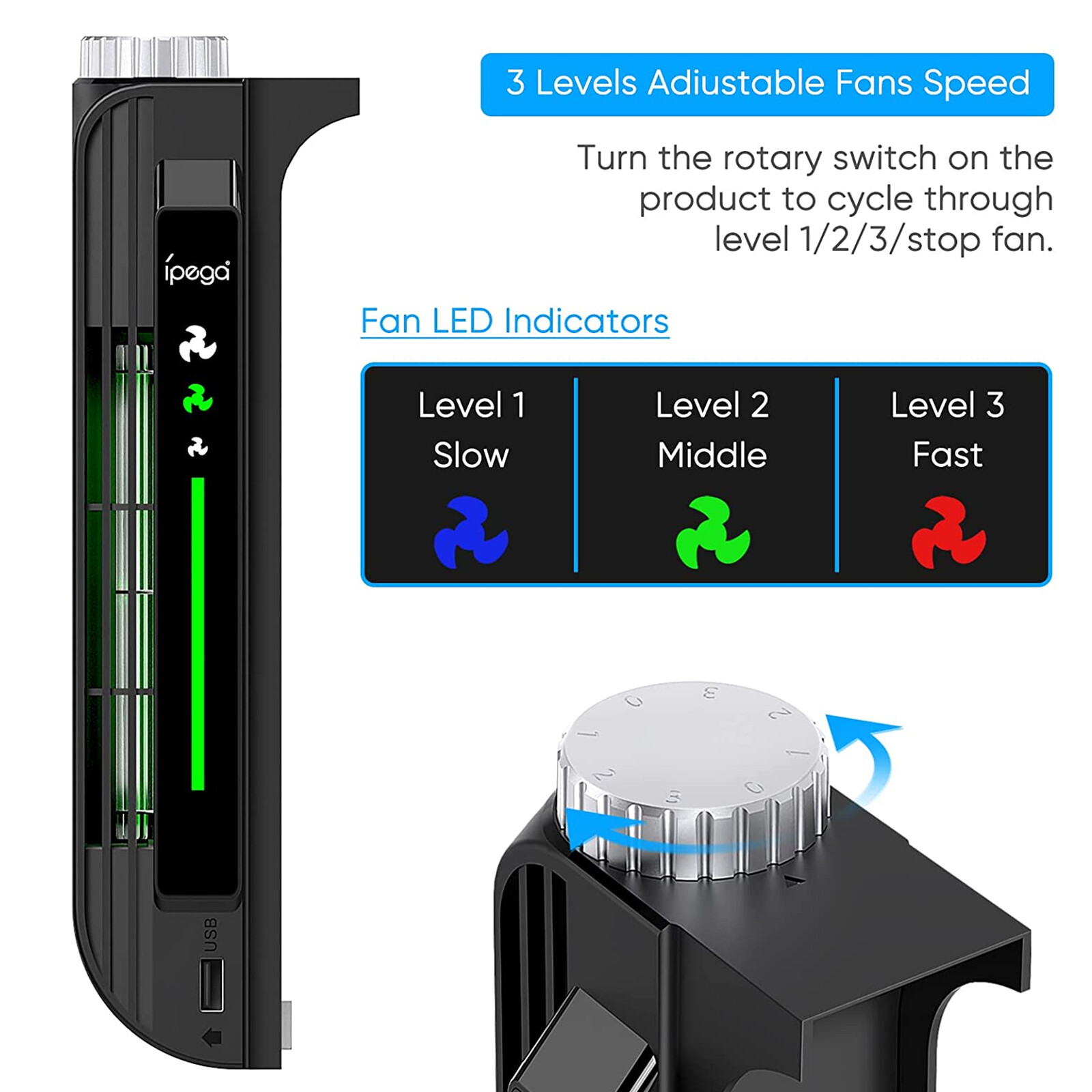 Upgraded Adjustable Cooling Fan Accessories for PS5 PlayStation 5 Console Cooler