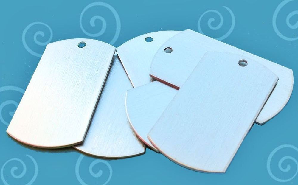 10 Stamping Dog Tags Brushed Aluminum Tags - MT097