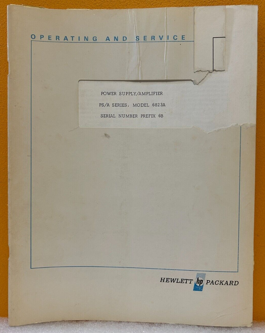 HP Agilent 06823-90001 1966 Power Supply / Amp PS/A Model 6823A Service Manual.