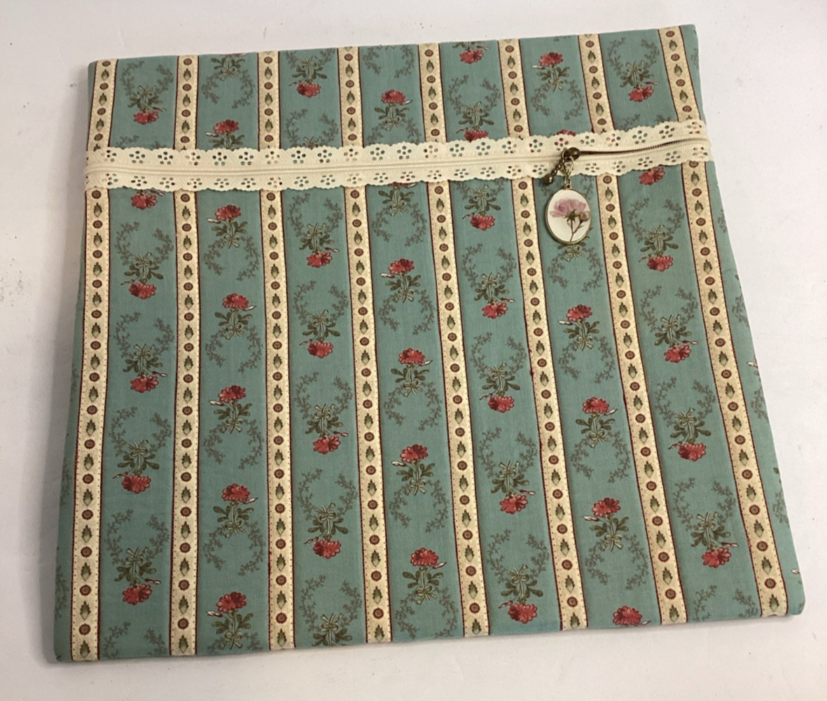 Handmade 12x12” Zipper Pouch With Lace Trimmed Zipper Fully Lined Washable