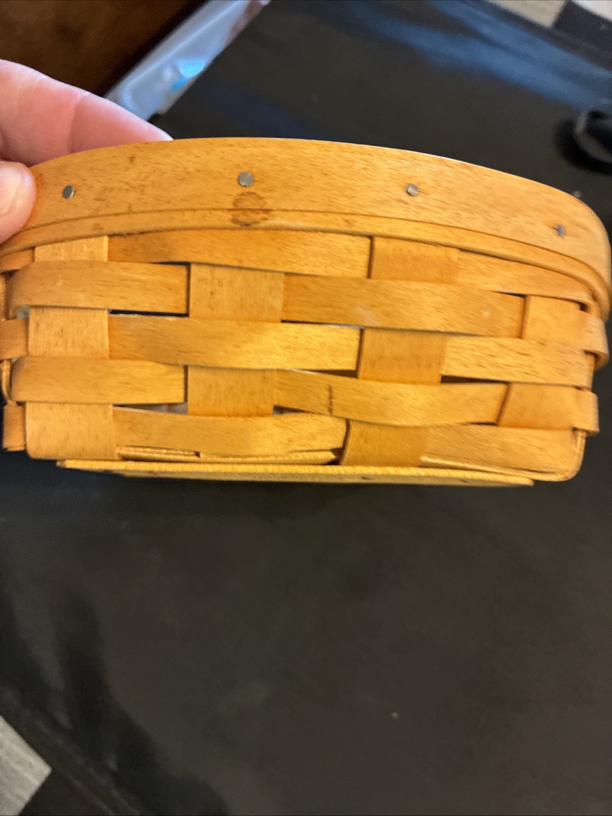 2001 Signed Longaberger Basket Small Round Catchall 7.5"x3"