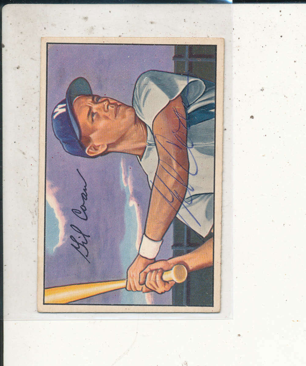 Gil Coan Senators #51 1952 Bowman Signed Card jsa/letter