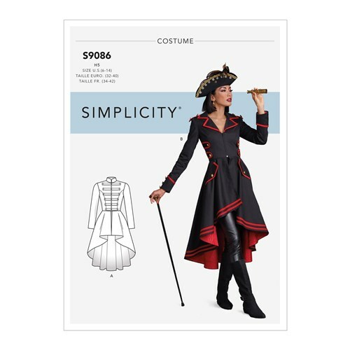Simplicity R10544 Steampunk Victorian Goth Pirate Costume Coat CHOOSE SIZE S9086