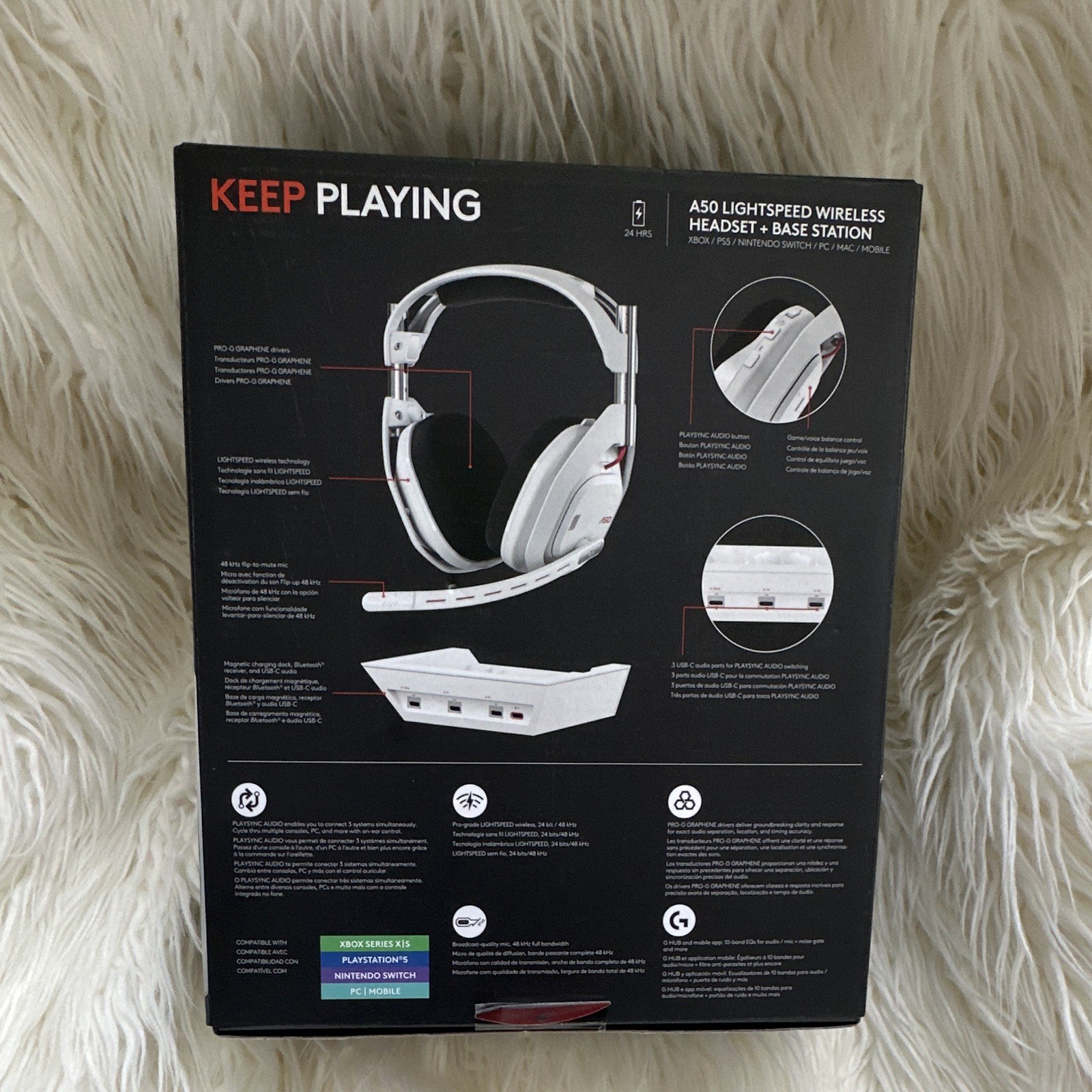 Astro A50 LIGHTSPEED Bluetooth Wireless Over-Ear Headset + Base Station White