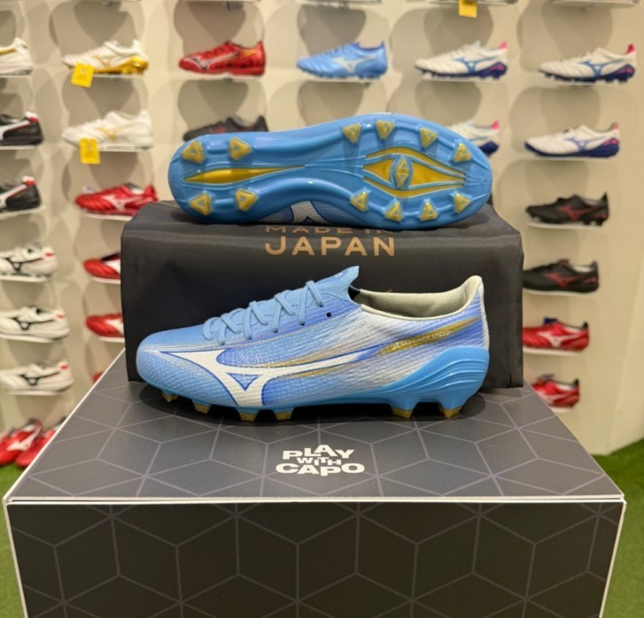 Mizuno Alpha III Japan FG AG Soccer Cleats Made in Japan Blue White P1GA266025
