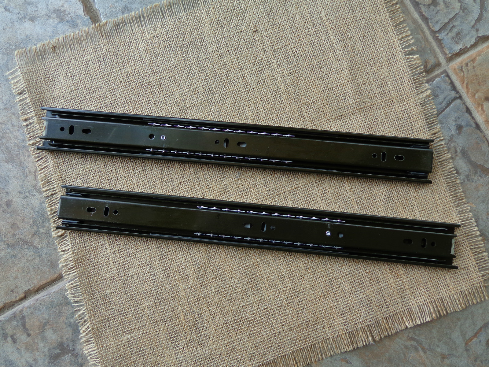 Brand New Pair of 16" Drawer Slides Black Steel Ball Bearing Full Extension