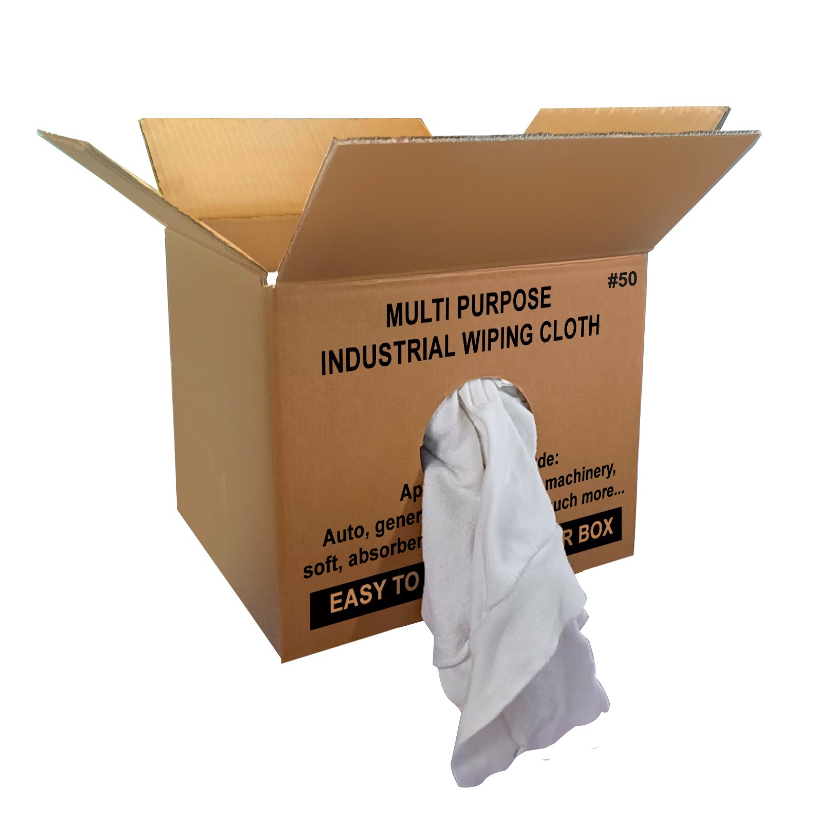 White Fleece 100% cotton Cleaning Rags - 50 lbs. box - Multipurpose Cleaning