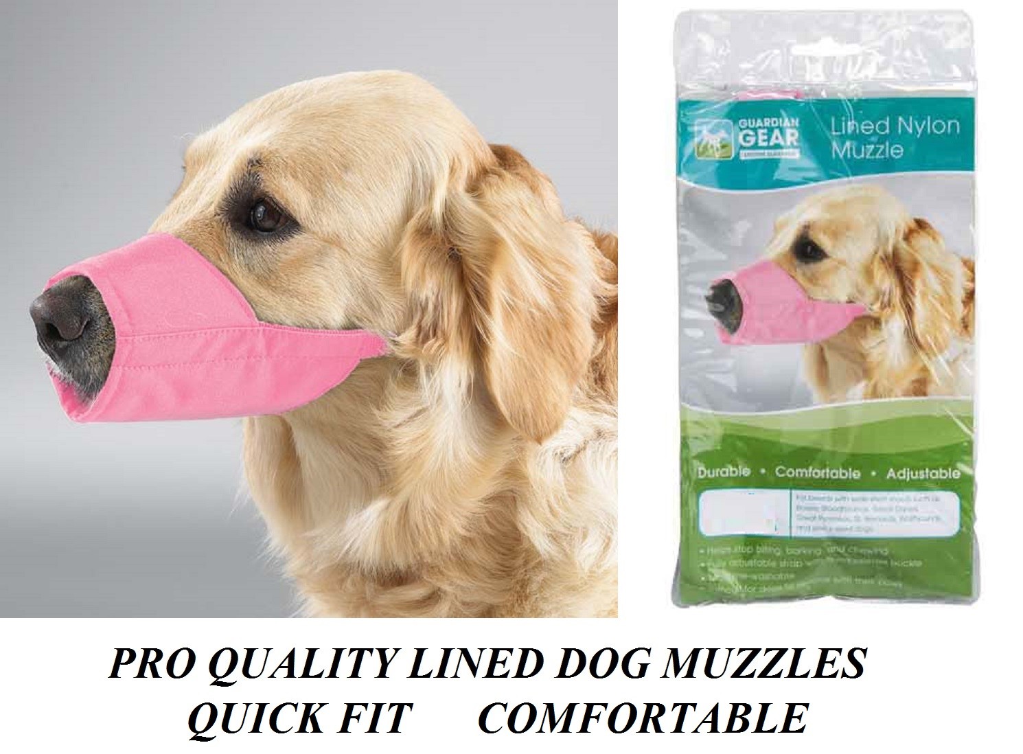 Guardian Gear Comfort NO BITE BARK LINED EZ FIT ADJUSTABLE DOG MUZZLE Training