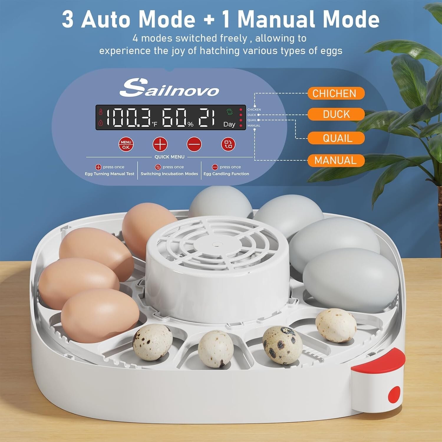 Egg Incubator for Hatching 12 Eggs with Automatic Egg Turning Egg Candler Gift!