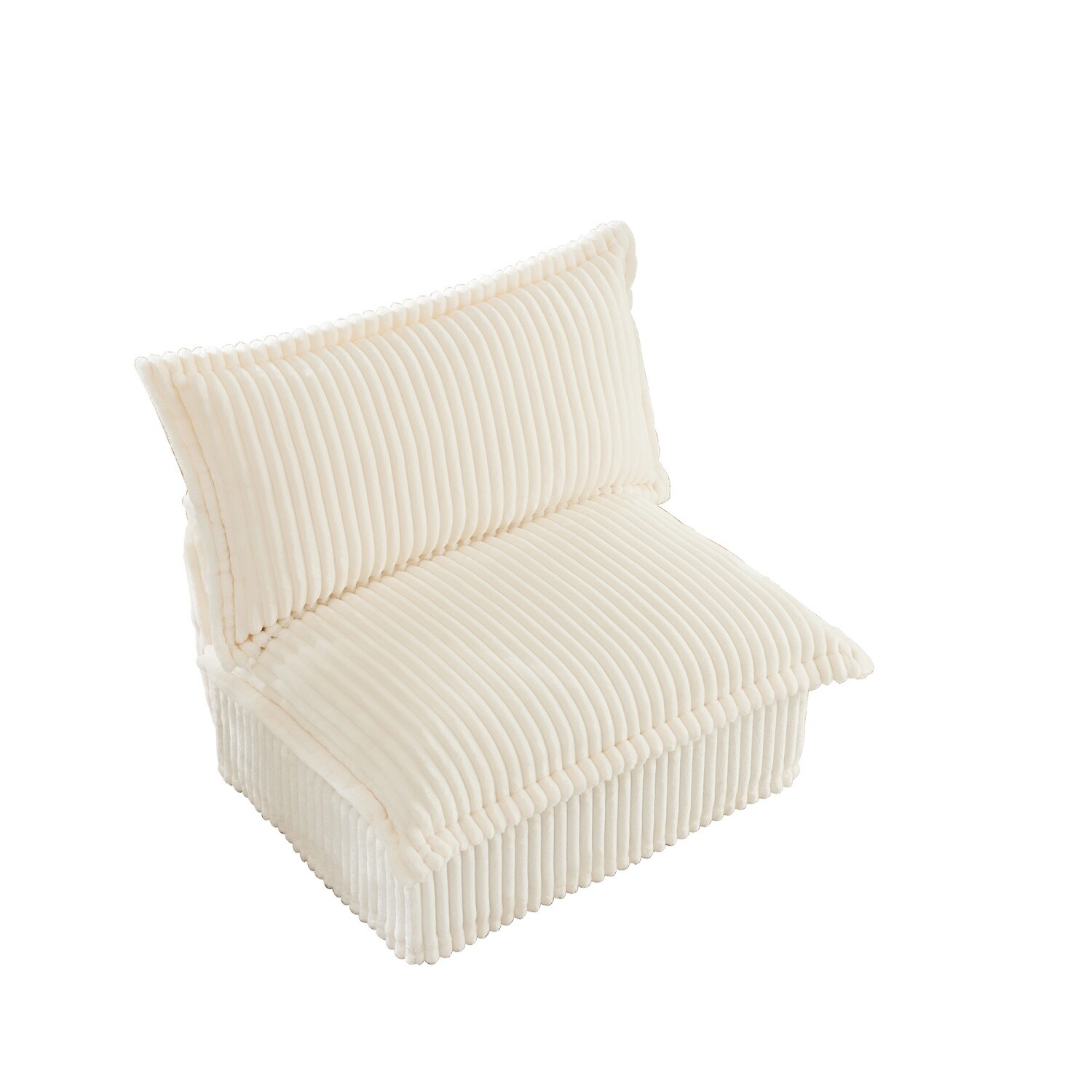 Single Sofa Corduroy Upholstered Armless Sofa Living Room Furniture with Pillows