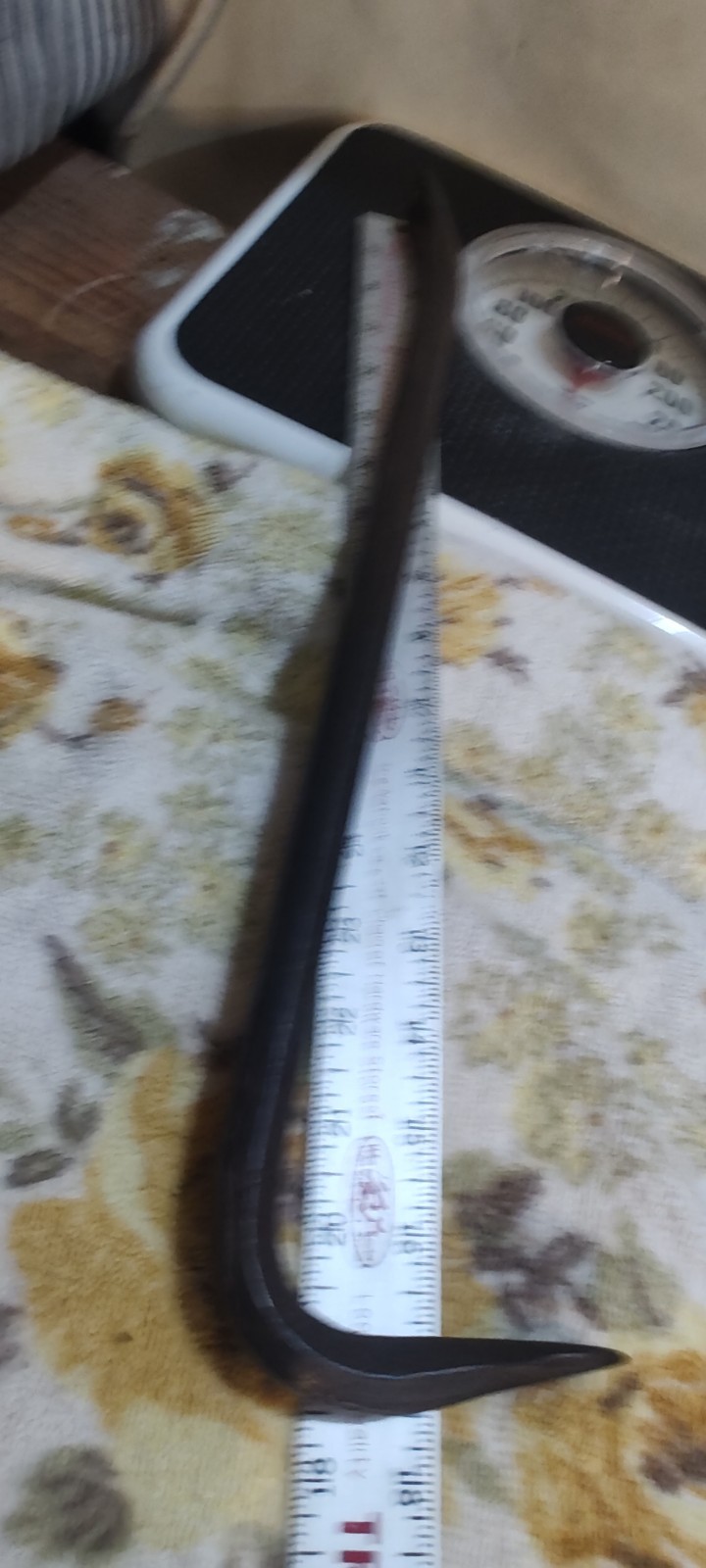 Vintage Unbranded Modified Crow Bar/Nail Puller Tool w/Pointed Alignment End