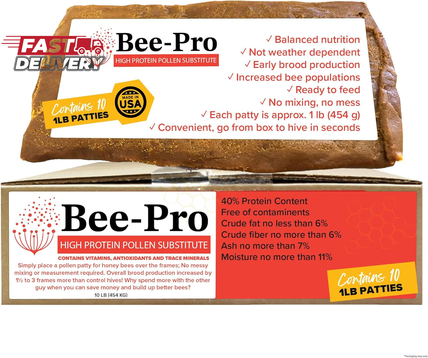 Mann Lake Bee-Pro Patties, High Protein Honey Bee Nutrition with Pro Health Dige