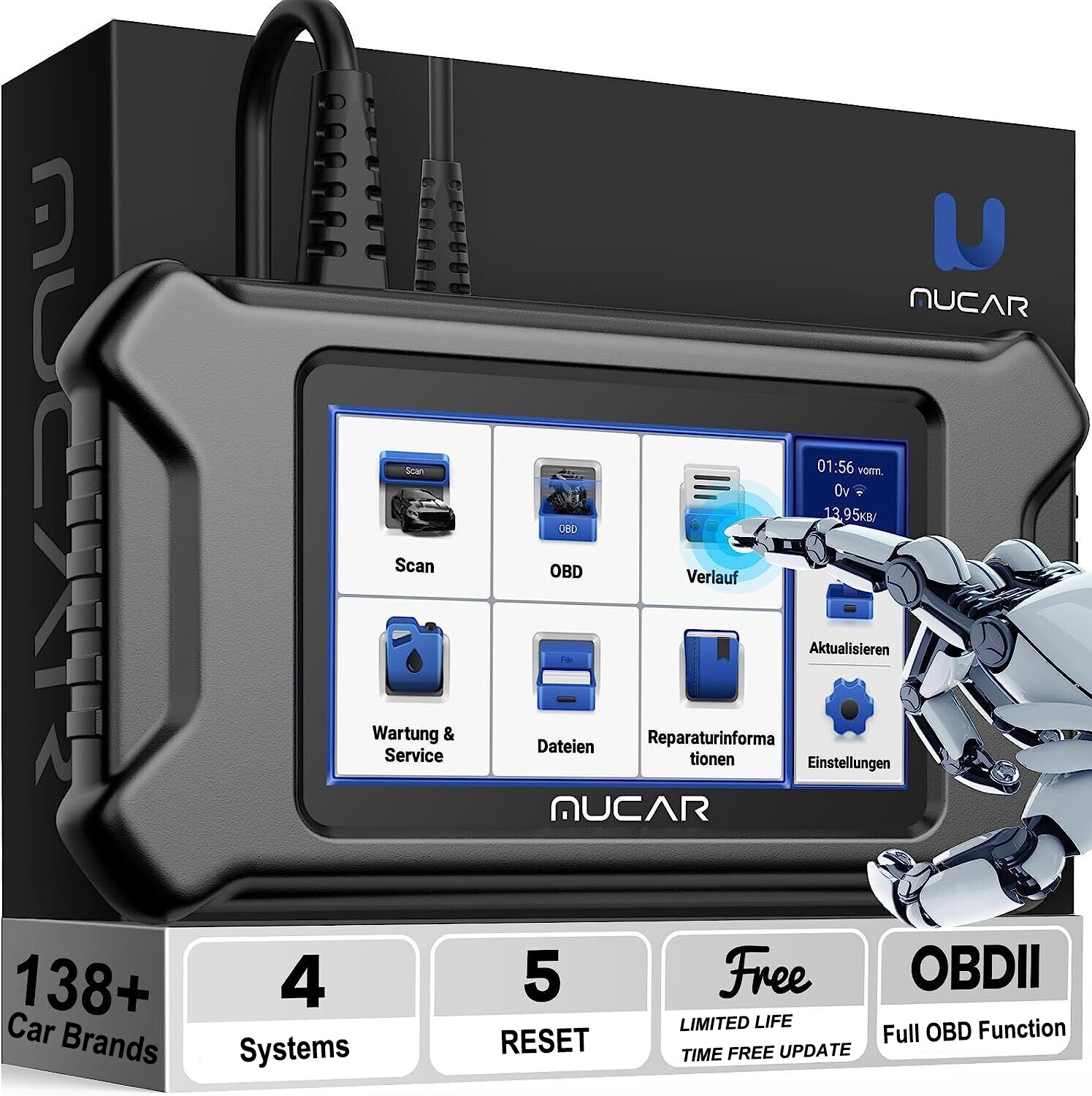 MUCAR CS4 Auto OBD2 Code Scanner ABS SRS Car Diagnostic Tool EBP SAS TPMS Reset