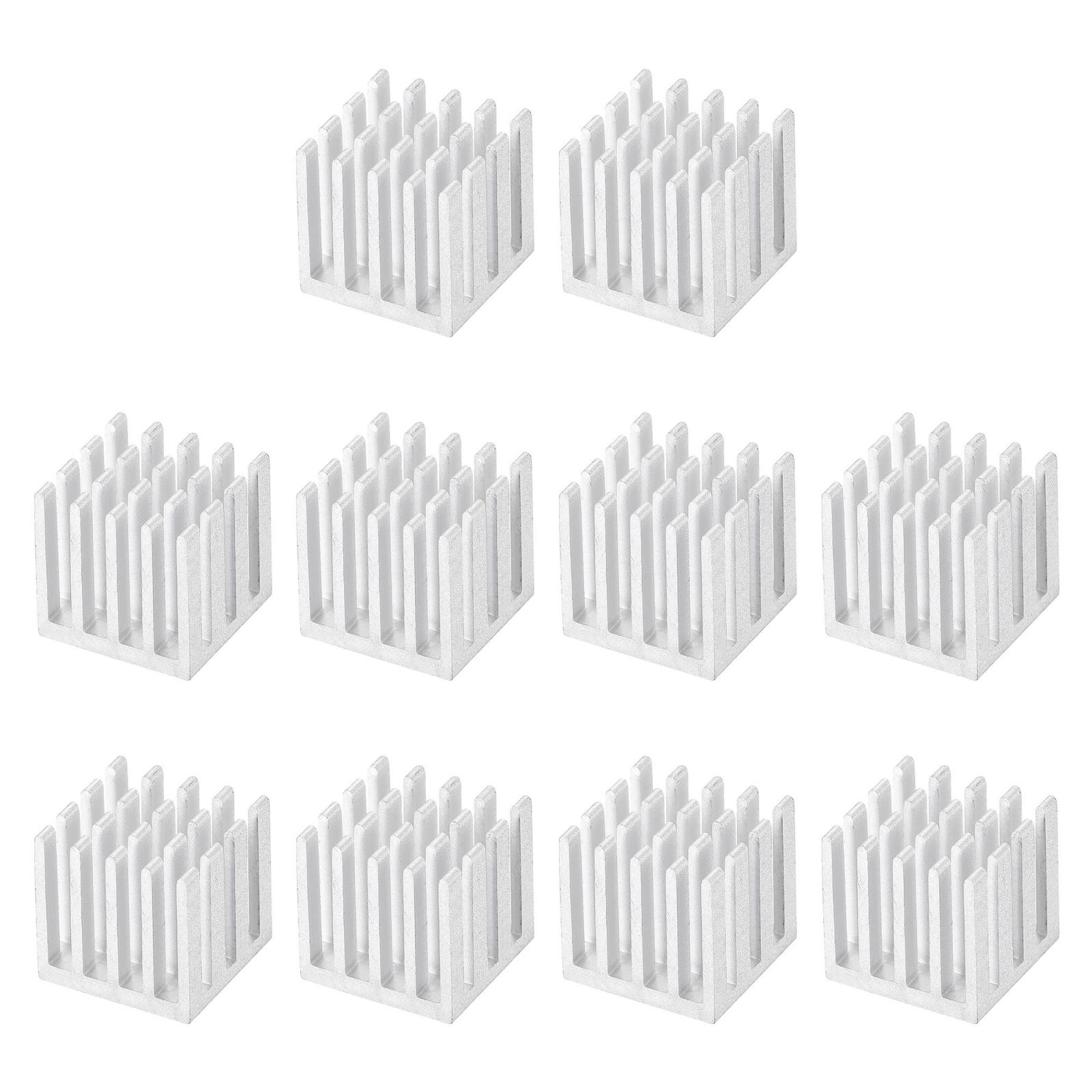 15x15x15mm Aluminum Heatsink Radiator for MOS IC Chip Silver Tone 10 Pcs