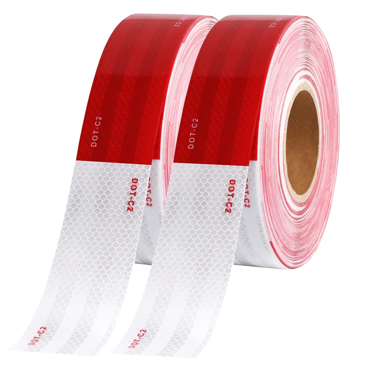 WAENLIR 2 inch x 200Feet Reflective Safety Tape DOT-C2 200FT, Red and white