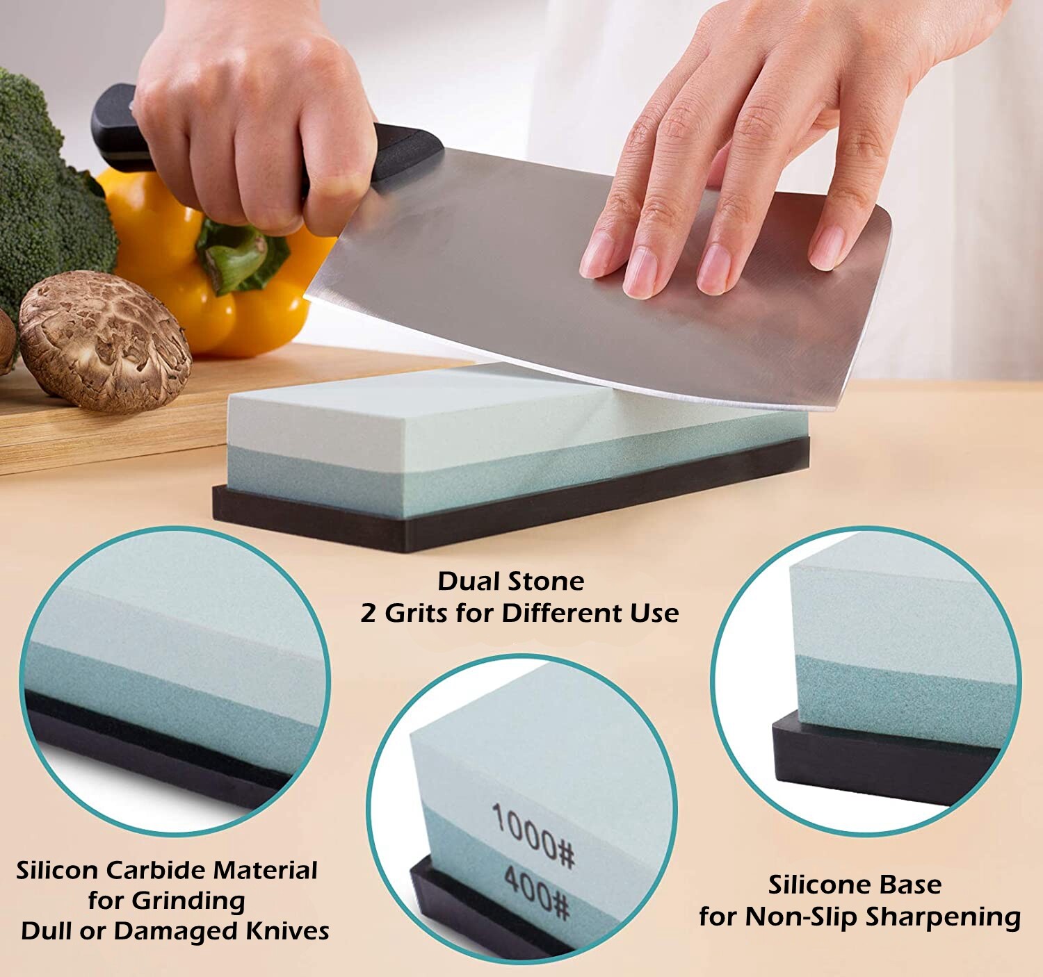 Knife sharpener Stone double sided Wet sharpening Waterstone grit anti Whetstone