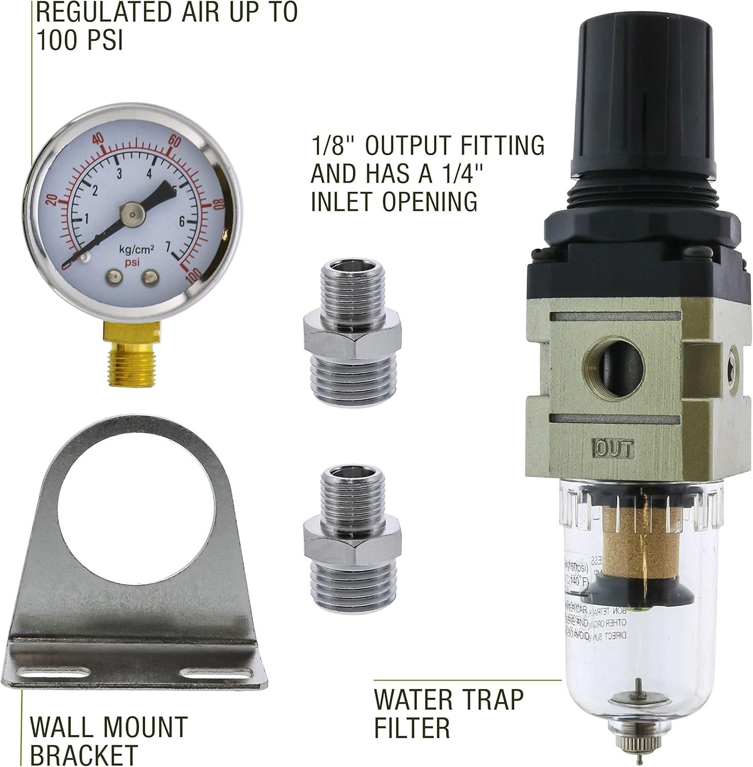 Master Airbrush Heavy Duty Premium - True Diaphragm Mini Regulator with...