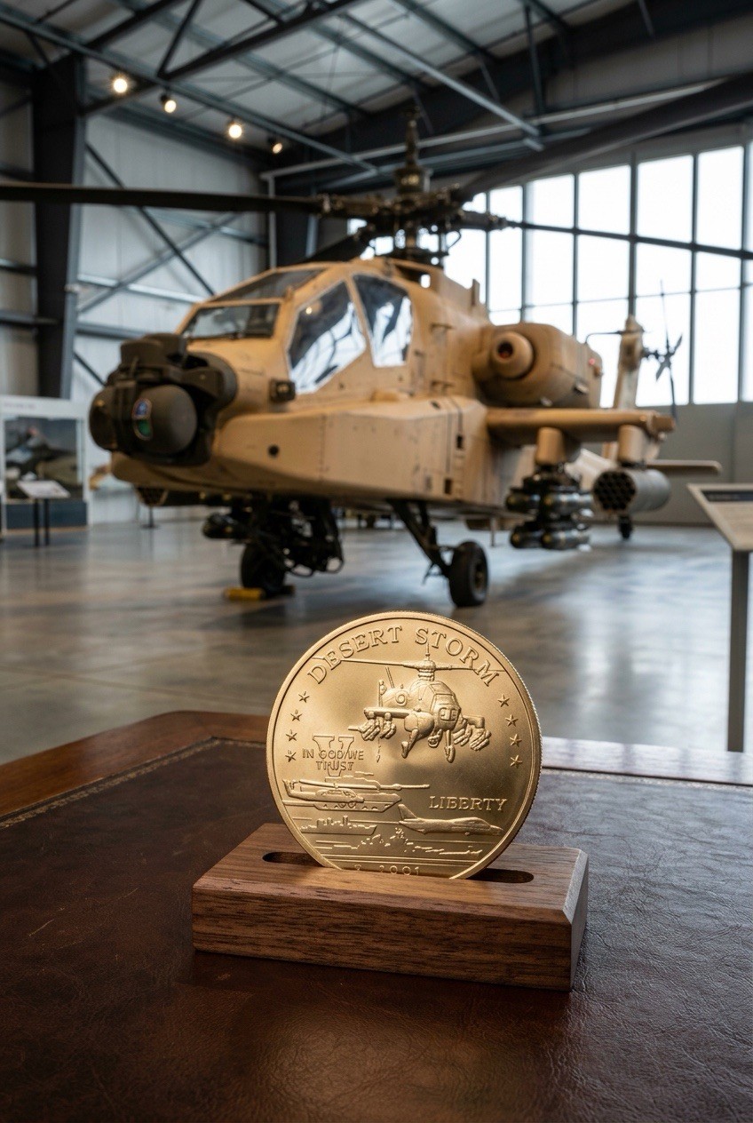 1991 Desert Storm Coin - AH64 Apache Attack Helicopter(NEL1238).