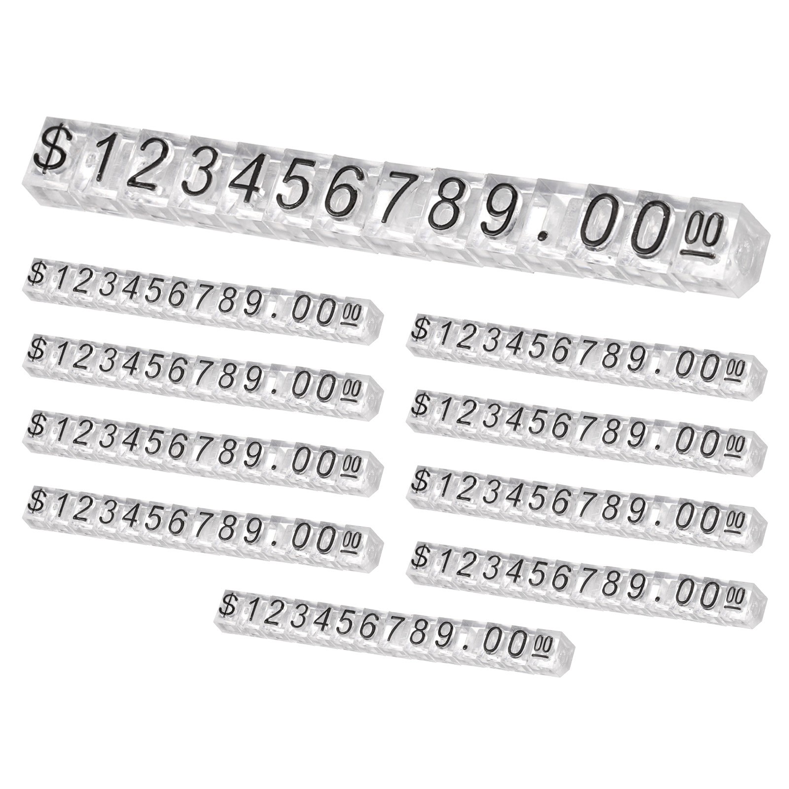 10 Set Price Display Cube Price Tag Stand Mini Tag Clear/Black 2.2" Length