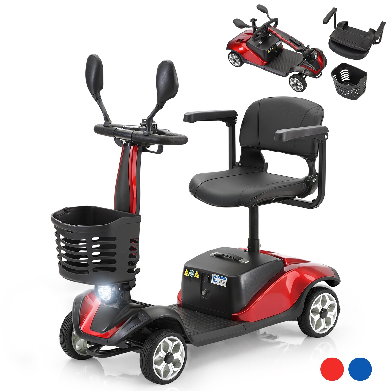 QUELITH Adult 4-Wheel Mobility Electric Scooter 350W Powerful Motor Lightweight